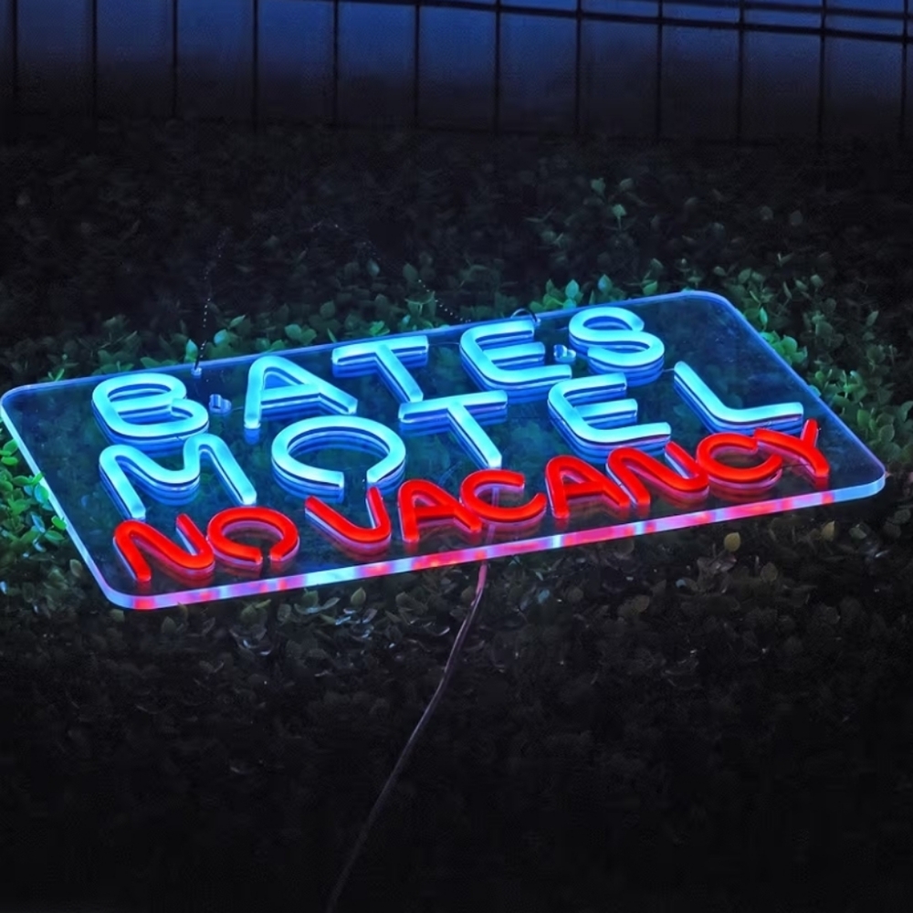 Bates Neon Sign - Blue and Red